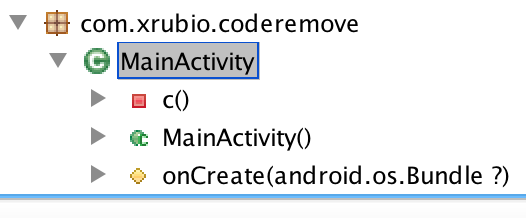 ApkAnalyser showing MainActivity methods